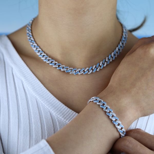 blue white cubic zirconia cz hip hop bling prong cuban link chain necklace bracelet set iced out jewelry set, Silver
blue white cubic zirconia cz hip hop bling prong cuban link chain necklace bracelet set iced out jewelry set, Silver