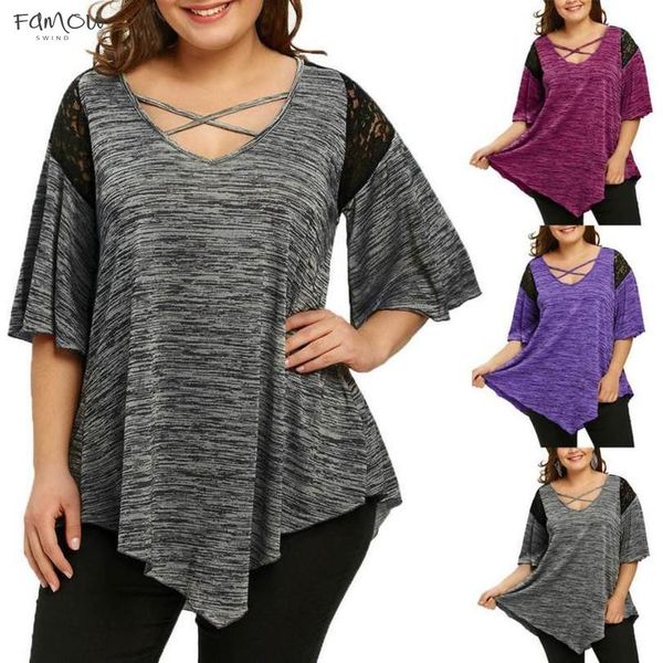 us warehouse fashion plus size flare sleeve asymmetrical tunic lace t shirt summer for women ma7, White
us warehouse fashion plus size flare sleeve asymmetrical tunic lace t shirt summer for women ma7, White