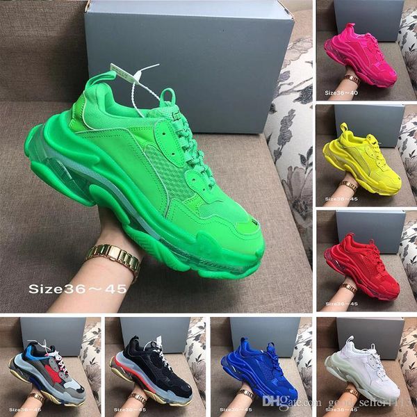 with box designer 17fw triple s adds a clear bubble midsole sneakers mens women neon green luxury increasing brand casual dad shoes, Black
with box designer 17fw triple s adds a clear bubble midsole sneakers mens women neon green luxury increasing brand casual dad shoes, Black