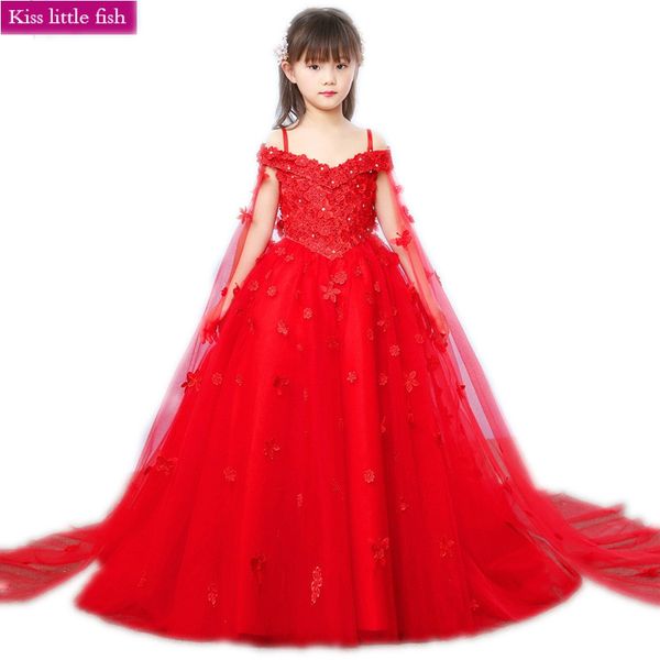 red long pageant dresses for girls vestido infantil festa flower dress, Red;yellow 
red long pageant dresses for girls vestido infantil festa flower dress, Red;yellow