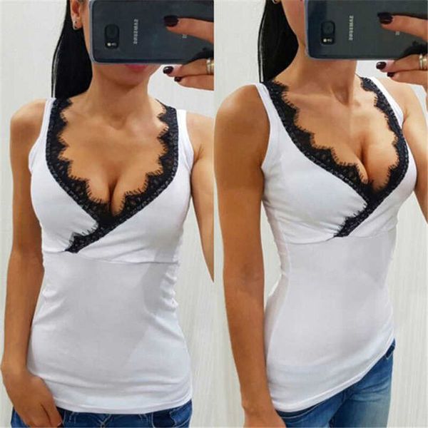 women's fashion lace vest tank ladies summer casual deep v neck vest sleeveless frauen's tank solid sale, White
women's fashion lace vest tank ladies summer casual deep v neck vest sleeveless frauen's tank solid sale, White