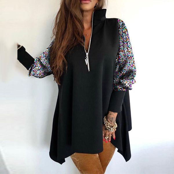 fashion black dress sequins zipper long sleeve women spring autumn turn-down collar party dress white loose mini, Black;gray
fashion black dress sequins zipper long sleeve women spring autumn turn-down collar party dress white loose mini, Black;gray