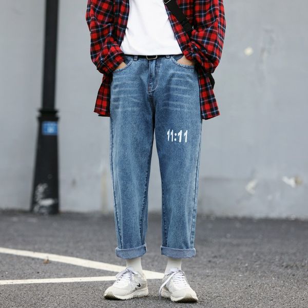 2019 autumn hip hop mens jeans printed denim pants men fashion loose straight jeans pants men, Blue
2019 autumn hip hop mens jeans printed denim pants men fashion loose straight jeans pants men, Blue