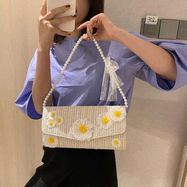 female daisy pearl handle underarm shoulder tote women straw woven handbag bag popular simple female daily bag
female daisy pearl handle underarm shoulder tote women straw woven handbag bag popular simple female daily bag