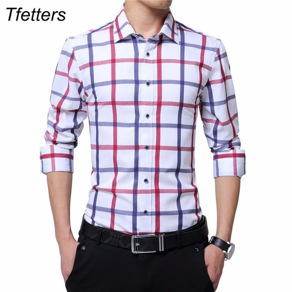 tfetters brand plus size casual cotton plaid shirt men long sleeve red and white plaid turn down collar dress shirt for man, White;black
tfetters brand plus size casual cotton plaid shirt men long sleeve red and white plaid turn down collar dress shirt for man, White;black