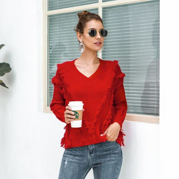 fashion tassel autumn winter women sweater v neck loose female jumper casual knitted pullover christmas clothes 2019 pull femme, White;black
fashion tassel autumn winter women sweater v neck loose female jumper casual knitted pullover christmas clothes 2019 pull femme, White;black