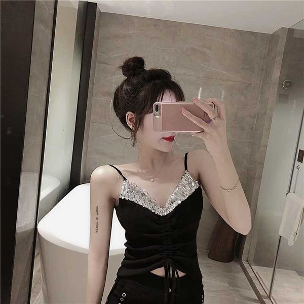 women's tanks & camis fashion brands clothing off shoulder crop v-neck sequined patchwork tees summer style low-cut, White
women's tanks & camis fashion brands clothing off shoulder crop v-neck sequined patchwork tees summer style low-cut, White