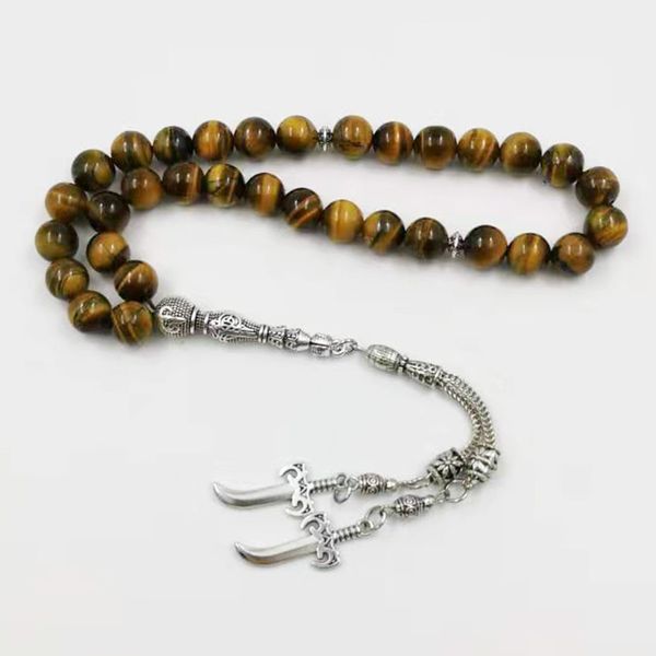natural tiger eyes tasbih with metal knife tassels muslim rosary islamic prayer beads 33 66 99 beads special stone bracelet, Black
natural tiger eyes tasbih with metal knife tassels muslim rosary islamic prayer beads 33 66 99 beads special stone bracelet, Black
