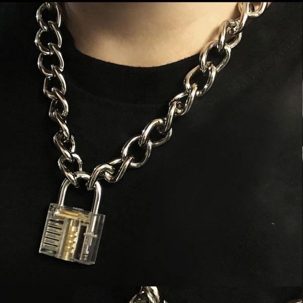men women metal chain choker necklace mechanical steampunk transparent clear square lock and key choker collar, Silver
men women metal chain choker necklace mechanical steampunk transparent clear square lock and key choker collar, Silver