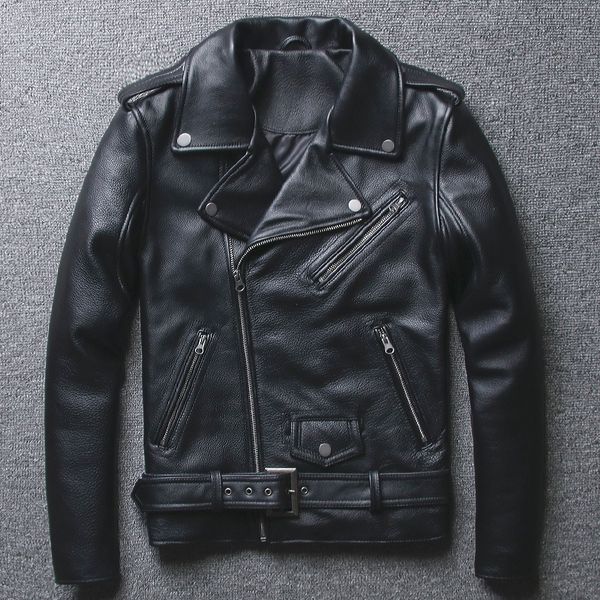 cow motorcycle genuine leather jacket men sashes double-layer biker jacket diagonal zipper punk fashion short real leather coat, Black
cow motorcycle genuine leather jacket men sashes double-layer biker jacket diagonal zipper punk fashion short real leather coat, Black