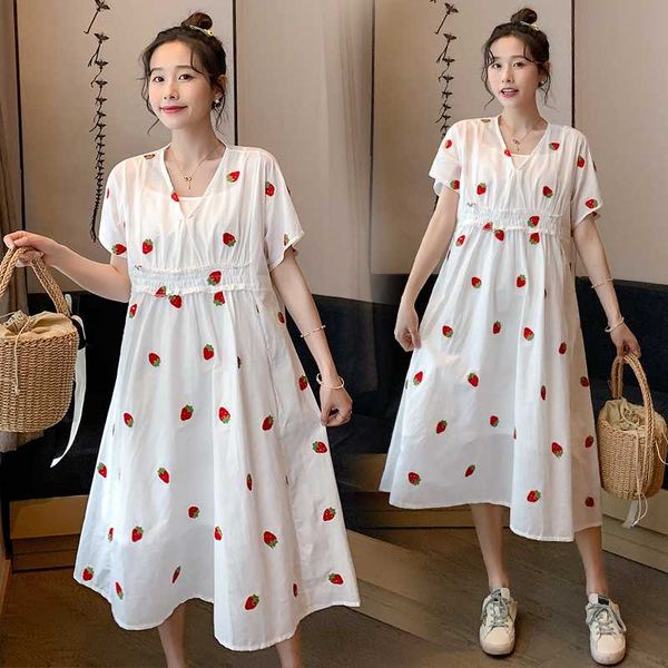 8127# summer korean fashion maternity long dress elegant plus size loose clothes for pregnant women pregnancy clothing, White
8127# summer korean fashion maternity long dress elegant plus size loose clothes for pregnant women pregnancy clothing, White