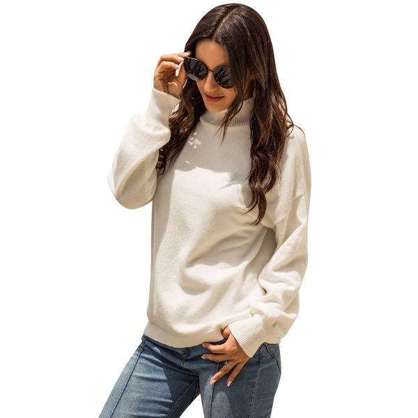 women sweater korean style long warm white pullover collar sweater long sleeve pullover slim turtleneck knitted jumpers, White;black
women sweater korean style long warm white pullover collar sweater long sleeve pullover slim turtleneck knitted jumpers, White;black