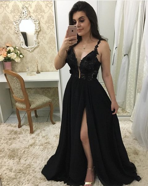 2019 black chiffon long prom dress with lace for girls spaghetti custom evening dress floor length formal dress
2019 black chiffon long prom dress with lace for girls spaghetti custom evening dress floor length formal dress