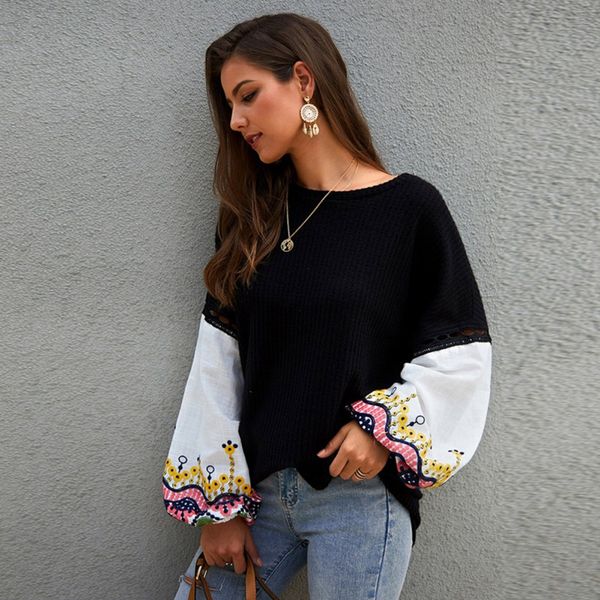 autumn winter women patchwork sweater long sleeve o neck fashion loose harajuku slim sweaters, White;black
autumn winter women patchwork sweater long sleeve o neck fashion loose harajuku slim sweaters, White;black