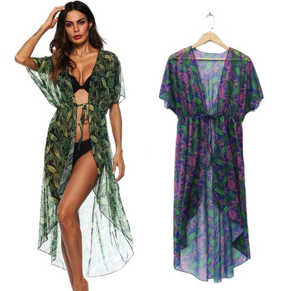 women summer floral bikini sun protective cover up female casual summer beach swimwear cover-ups outfits, Blue;gray
women summer floral bikini sun protective cover up female casual summer beach swimwear cover-ups outfits, Blue;gray