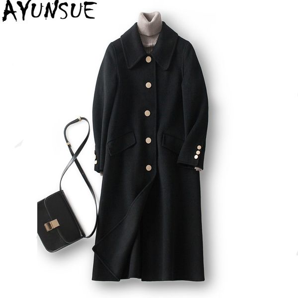 ayunsue double side 100% wool coat autumn winter jacket women woolen coats korean long jackets for women outerwear my3882, Black
ayunsue double side 100% wool coat autumn winter jacket women woolen coats korean long jackets for women outerwear my3882, Black