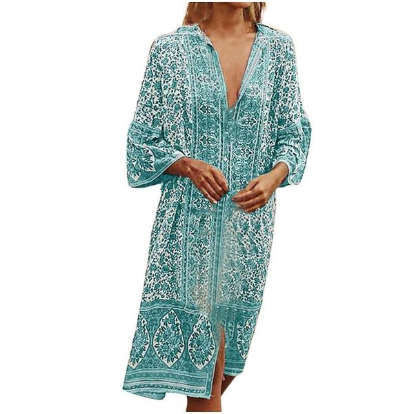 ostrich fashion dress women's v neck boho button cardigan floral loose print dress holiday beach girls ladies 725, Black;gray
ostrich fashion dress women's v neck boho button cardigan floral loose print dress holiday beach girls ladies 725, Black;gray