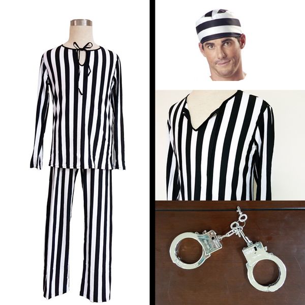 halloween vertical stripes thin male prisoners clothing cosplay dress rave party costumes with a hat mj001, Black;red
halloween vertical stripes thin male prisoners clothing cosplay dress rave party costumes with a hat mj001, Black;red