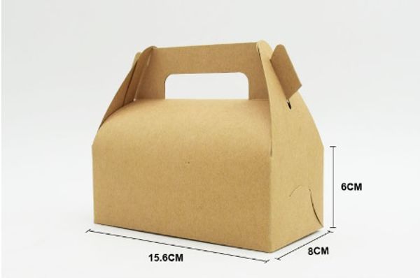 10 Pcs 15.6*8*6cm Kraft Paper Box With Handle Wedding Gift Box Muffin Packaging Party Birthday Dessert Baking Package Cookies Cupcake Box