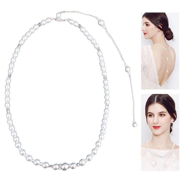 2020 simulated-pearls strand long back drop necklace women backless necklace for summer wedding evening dress, Silver
2020 simulated-pearls strand long back drop necklace women backless necklace for summer wedding evening dress, Silver