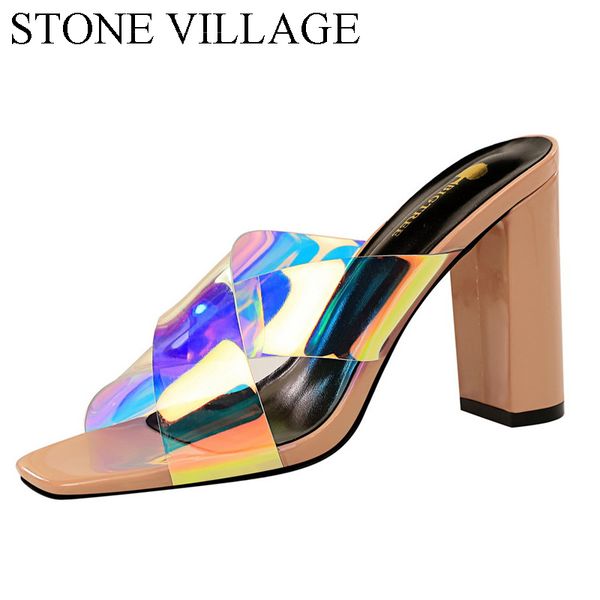 stone village trendy high heel women sandals patent leather thick heel high hollow reflective cross strap slippers, Black
stone village trendy high heel women sandals patent leather thick heel high hollow reflective cross strap slippers, Black