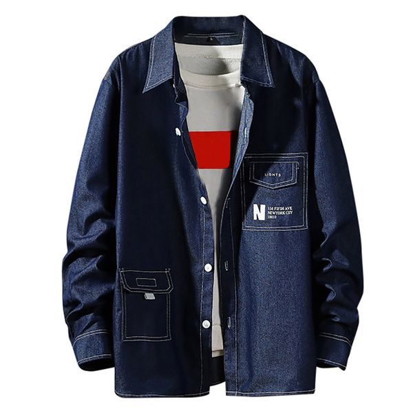 fashion men's casual baggy lapel denim shirts pockets letter printed sweatshirt blouses long sleeve single breasted shirt#s, White;black
fashion men's casual baggy lapel denim shirts pockets letter printed sweatshirt blouses long sleeve single breasted shirt#s, White;black
