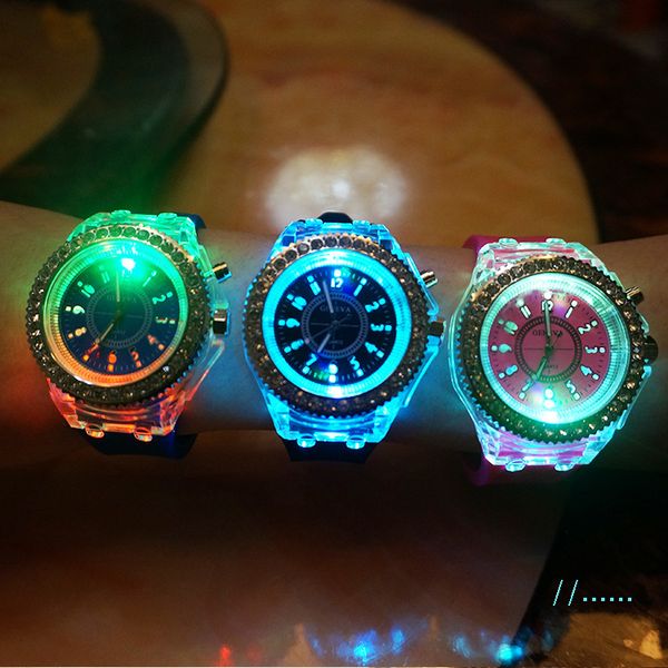 diamond led light geneva watch crystal luminous men and women wristwatch slicone band rhinestone quartz watches, Blue
diamond led light geneva watch crystal luminous men and women wristwatch slicone band rhinestone quartz watches, Blue