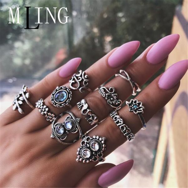 mling 11 pcs/set vintage silver alloy ring set bohemian leaves geometric crystal ring set for women, Golden;silver
mling 11 pcs/set vintage silver alloy ring set bohemian leaves geometric crystal ring set for women, Golden;silver