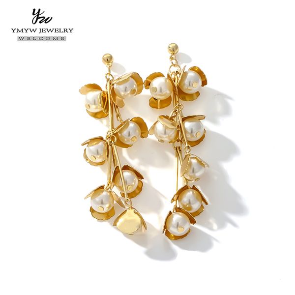 ymyw fashion long dangle earrings trendy flowers imitation pearls metal earrings jewelry for women anniversary gift kolczyki, Silver
ymyw fashion long dangle earrings trendy flowers imitation pearls metal earrings jewelry for women anniversary gift kolczyki, Silver