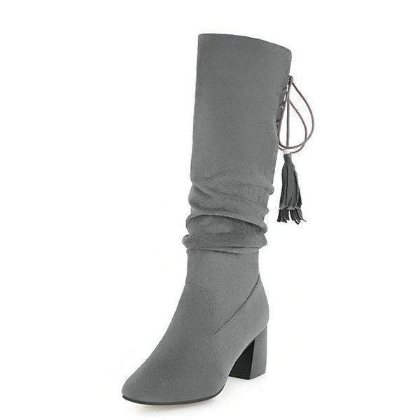 women mid calf boots platform all match flock square high heel lace up pointed toe woman motorcycle big size 34-42, Black
women mid calf boots platform all match flock square high heel lace up pointed toe woman motorcycle big size 34-42, Black