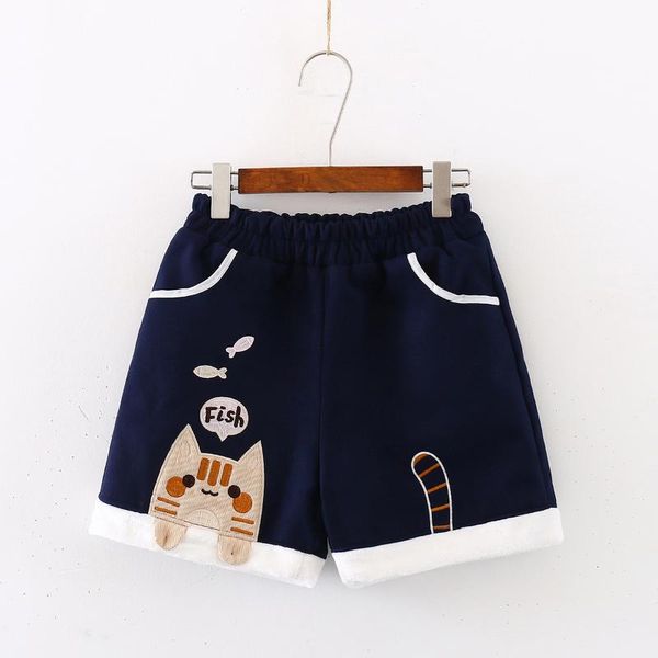 sweet cat eat fish embroidery women's casual woolen shorts elastic waist cashmere shorts color black gray students, White;black
sweet cat eat fish embroidery women's casual woolen shorts elastic waist cashmere shorts color black gray students, White;black