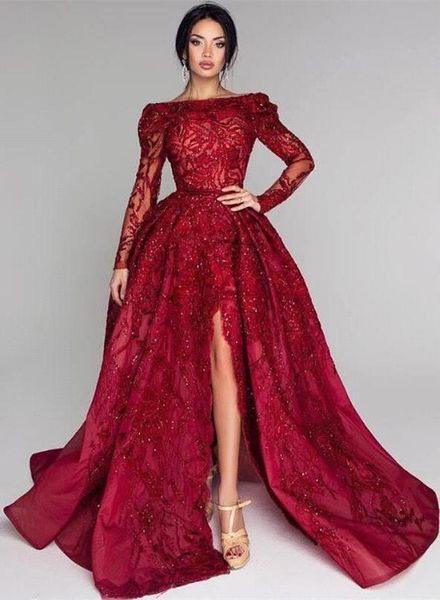 vestidos de gala backless high slit sparkly prom dresses 2020 long sleeve burgundy bateau neck formal party dress gala jurken, Black
vestidos de gala backless high slit sparkly prom dresses 2020 long sleeve burgundy bateau neck formal party dress gala jurken, Black