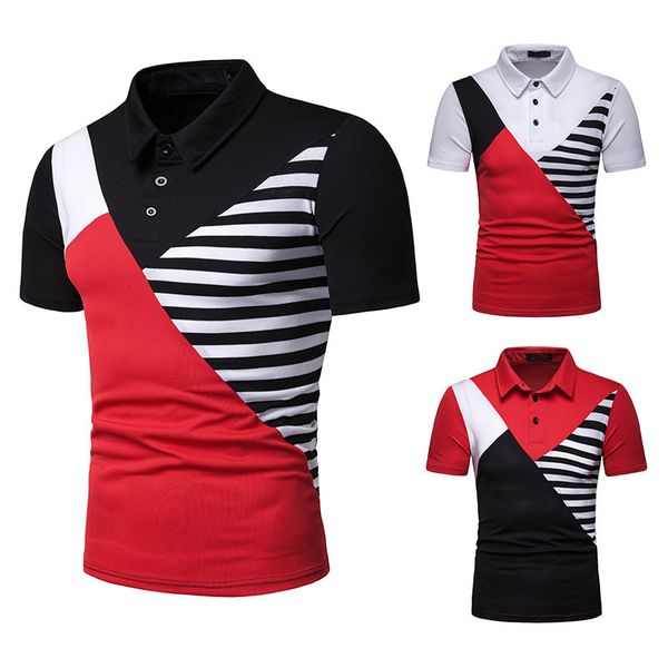 2019 new style summer men stripes joint ouma short sleeve polot shirt d15, White;black
2019 new style summer men stripes joint ouma short sleeve polot shirt d15, White;black