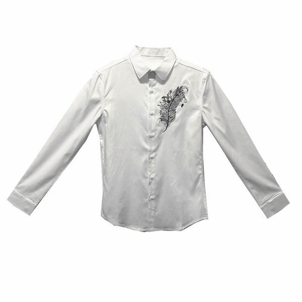 men's casual shirts mens clothing fashion floral embroidery slim fit long sleeve dress, White;black
men's casual shirts mens clothing fashion floral embroidery slim fit long sleeve dress, White;black