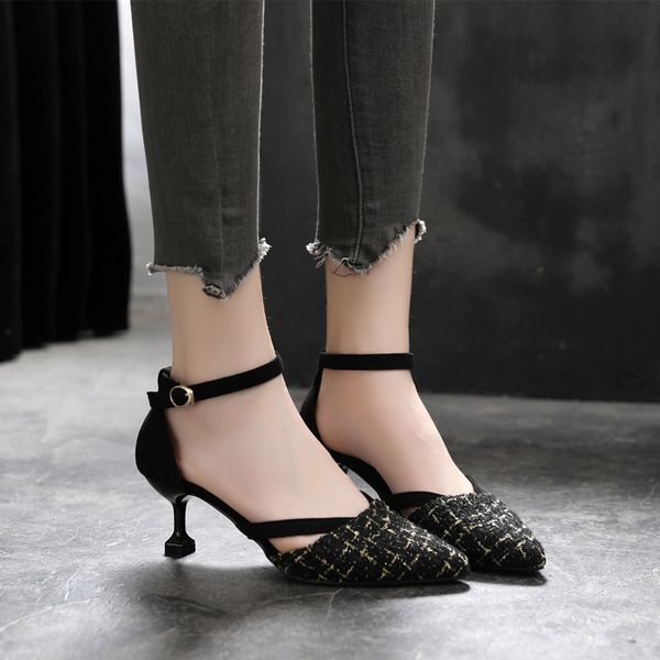 female sandals low heels pointed toe thin heeled shoes s 31 32 33 straight-line buckle color block women's singles l 41 42 43, Black
female sandals low heels pointed toe thin heeled shoes s 31 32 33 straight-line buckle color block women's singles l 41 42 43, Black