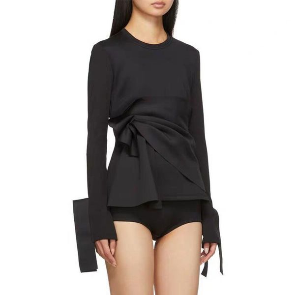 2019 fall new fashion woman solid shirts o-neck long sleeve patchwork high waist irregular, White
2019 fall new fashion woman solid shirts o-neck long sleeve patchwork high waist irregular, White