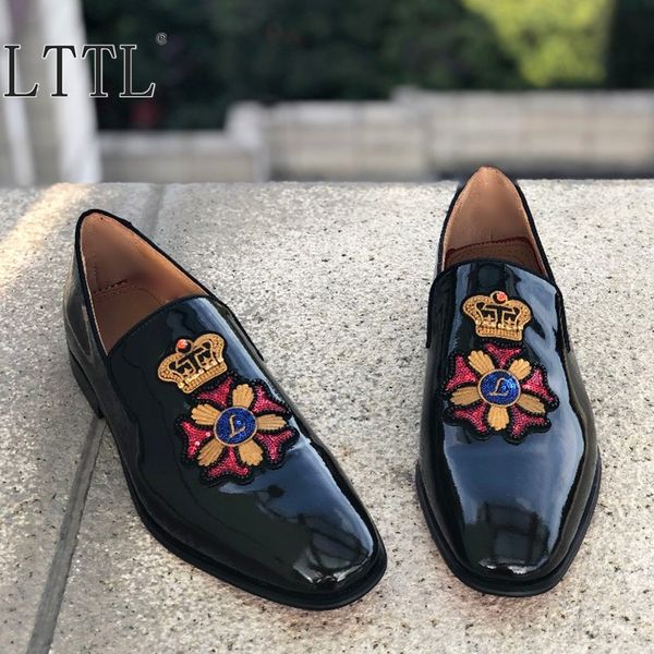 lttl new arrival black patent leather men luxury shoes fashion embroidery glitter loafers handmade slip on men's dress shoes
lttl new arrival black patent leather men luxury shoes fashion embroidery glitter loafers handmade slip on men's dress shoes