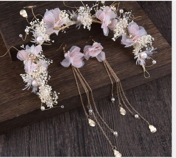 bridal tiara female new sweet dried flower headband wedding white gauze shawl jewelry set, Silver
bridal tiara female new sweet dried flower headband wedding white gauze shawl jewelry set, Silver