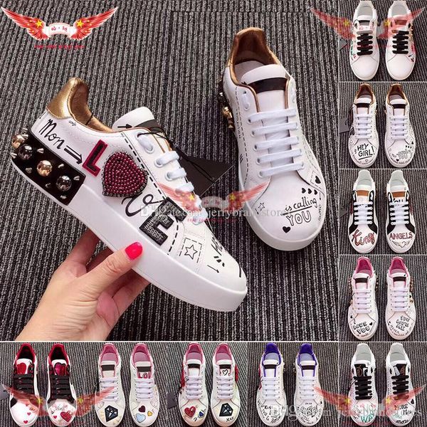 2019 fashion portofino printed nappa calfskin casual shoes luxury mens women sneakers with applications dhl shipping, Black
2019 fashion portofino printed nappa calfskin casual shoes luxury mens women sneakers with applications dhl shipping, Black