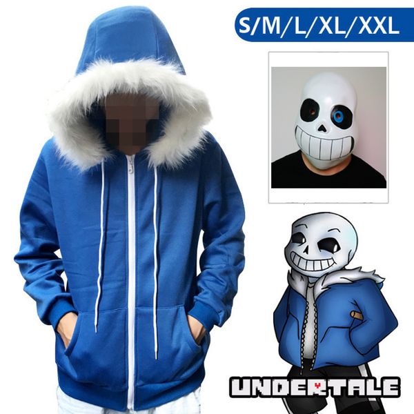 2pcs/set undertale sans cosplay hoodies latex mask cool skeleton cos blue coat halloween cosplay costume jacket headgearmx190923, Black;white 
2pcs/set undertale sans cosplay hoodies latex mask cool skeleton cos blue coat halloween cosplay costume jacket headgearmx190923, Black;white