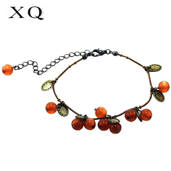 xq round red beads hand-made antique copper color rope bracelet women fashion retro fun party accessories holiday gift, Black
xq round red beads hand-made antique copper color rope bracelet women fashion retro fun party accessories holiday gift, Black