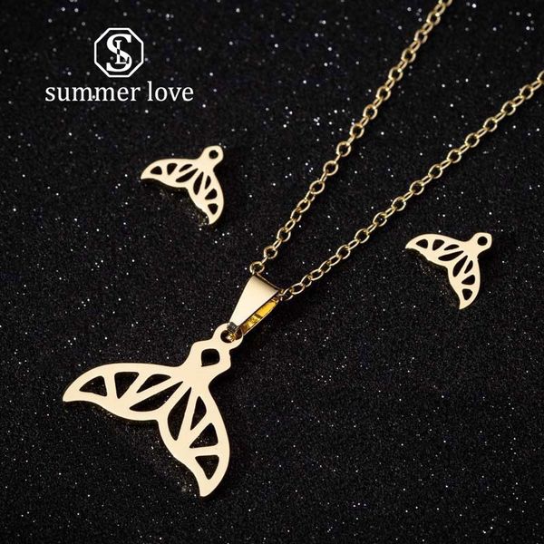 stainless steel mermaid tail pendant charm necklace earring set for women trendy gold chain necklace earring jewelry gift, Silver
stainless steel mermaid tail pendant charm necklace earring set for women trendy gold chain necklace earring jewelry gift, Silver
