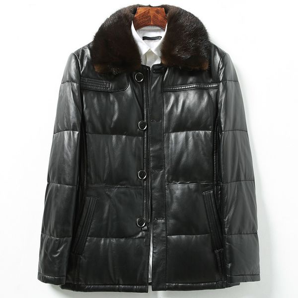 men's leather & faux 2021 genuine down jacket men winter sheepskin coat real collar warm puffer jackets 6022 kj2185, Black
men's leather & faux 2021 genuine down jacket men winter sheepskin coat real collar warm puffer jackets 6022 kj2185, Black