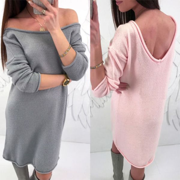 new women off shoulder dress long sleeve jumper sweater solid color summer fashion slim bodycon dress 2019, Black;gray
new women off shoulder dress long sleeve jumper sweater solid color summer fashion slim bodycon dress 2019, Black;gray