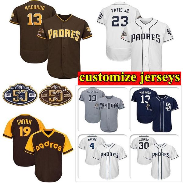 custom san diego mens jersey 50th anniversary patch manny machado fernando tatis jr. eric hosmer tony gwynn knit baseball jerseys, Black
custom san diego mens jersey 50th anniversary patch manny machado fernando tatis jr. eric hosmer tony gwynn knit baseball jerseys, Black