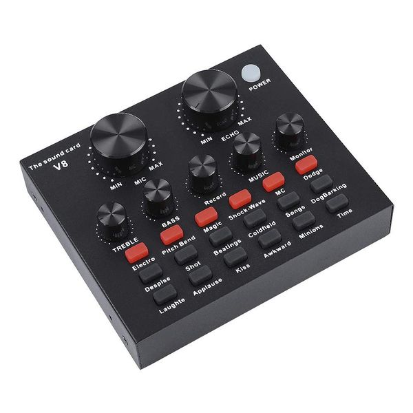 v8 multi-functional live sound card usb audio interface volume adjustable audio mixer sound card for live broadcast studio recording
v8 multi-functional live sound card usb audio interface volume adjustable audio mixer sound card for live broadcast studio recording