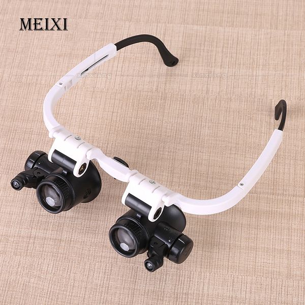 led head-mounted watch maintenance magnifying glasses double eyes magnifying glasses with led light as close reading, Silver
led head-mounted watch maintenance magnifying glasses double eyes magnifying glasses with led light as close reading, Silver