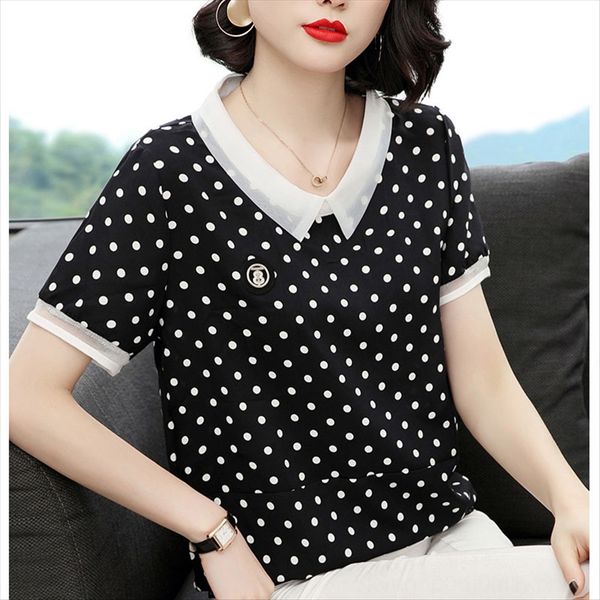 polka dot short-sleeved t-shirt female 2020 doll collar half-sleeved t-shirt loose all-match large size summer formal dress clothes, White
polka dot short-sleeved t-shirt female 2020 doll collar half-sleeved t-shirt loose all-match large size summer formal dress clothes, White