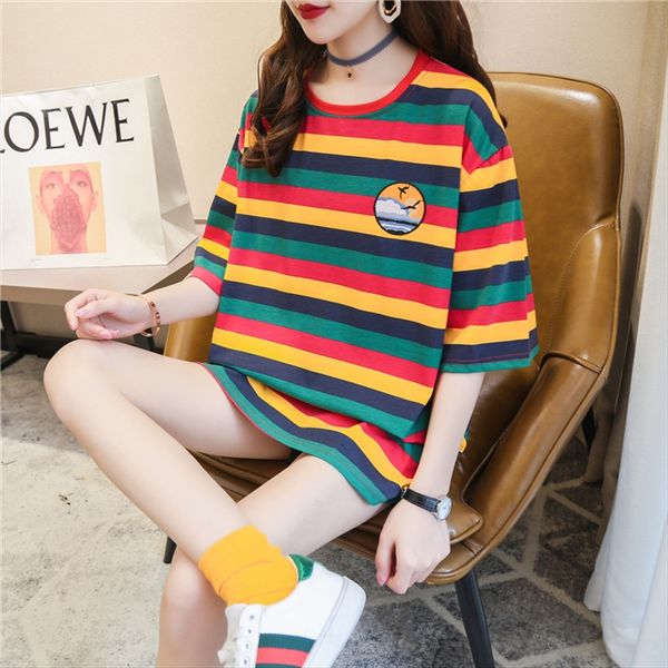 large size women's loose striped student midi short-sleeved t-shirt female fat mm200 jin large size women's loose striped student, White
large size women's loose striped student midi short-sleeved t-shirt female fat mm200 jin large size women's loose striped student, White