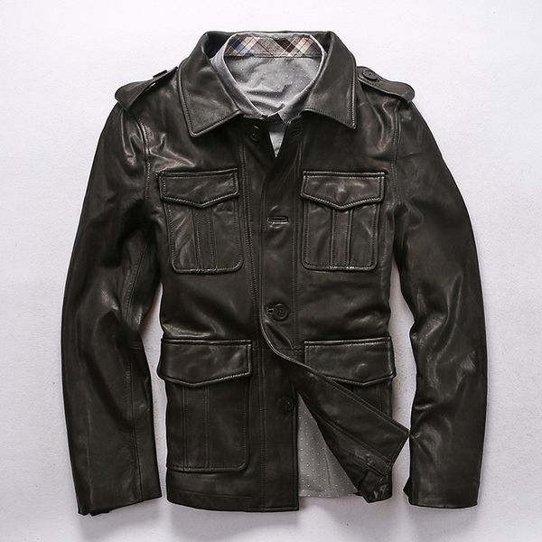 2019 men's genuine leather multi-pocket jacket large size soft sheepskin coat autumn winter warm jacket for male, Black
2019 men's genuine leather multi-pocket jacket large size soft sheepskin coat autumn winter warm jacket for male, Black